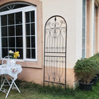 SCENDOR Metal Trellis 82.7" H x 26.7" W Tall Powder-Coated Black Garden Trellis Wrought Iron Heavy Scroll Metal Decoration Lawn Patio for Rose Clematis Ivy Weather Resistant Garden Addition 1 Pack