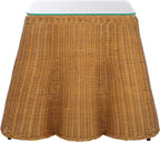 SAFAVIEH Couture Collection - Hylda Natural Rattan Accent Table, Square Design with Glass Top, Boho Coastal Style, Fully Assembled (CWK3010A)