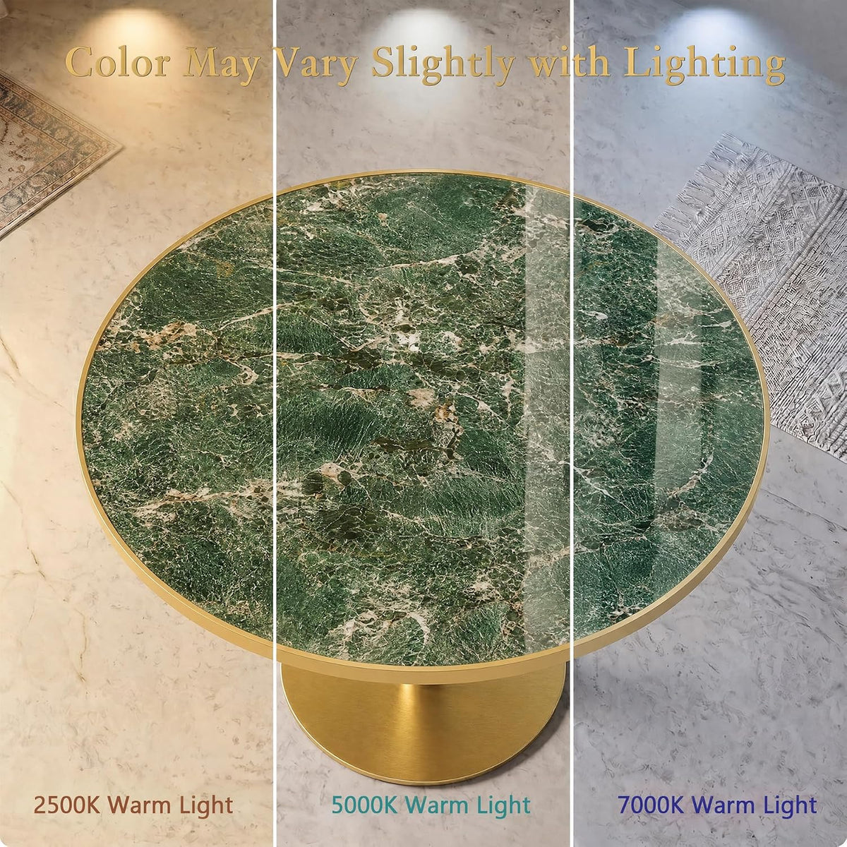 31.5" Tulip Table, Small Modern Round Dining Table for 2-4, Sintered Stone Circle Dining Tables with Golden Metal Pedestal Base, Tulip Tables for Kitchen/Cafe/Small Spaces/Restaurant (Verde Alpi)
