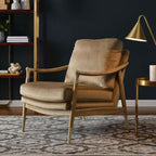 Modway Langford Stain-Resistant Performance Velvet Armchair – Mid Century Modern Velvet Chair with Wood Frame – Upholstered Accent Chair for Living Room or Bedroom