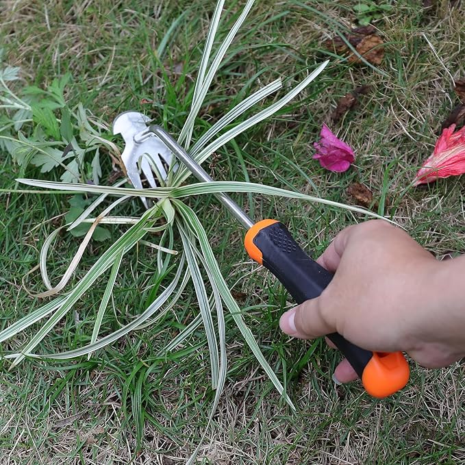 Weed Puller Tool,Portable Garden Weeder Tool,2024 New Gardening Weeding Tools,for Hand Weeder Puller for Vegetable Gardening Backyard Farm Planting & Uprooting Weeding Tool (Rubber Handle)