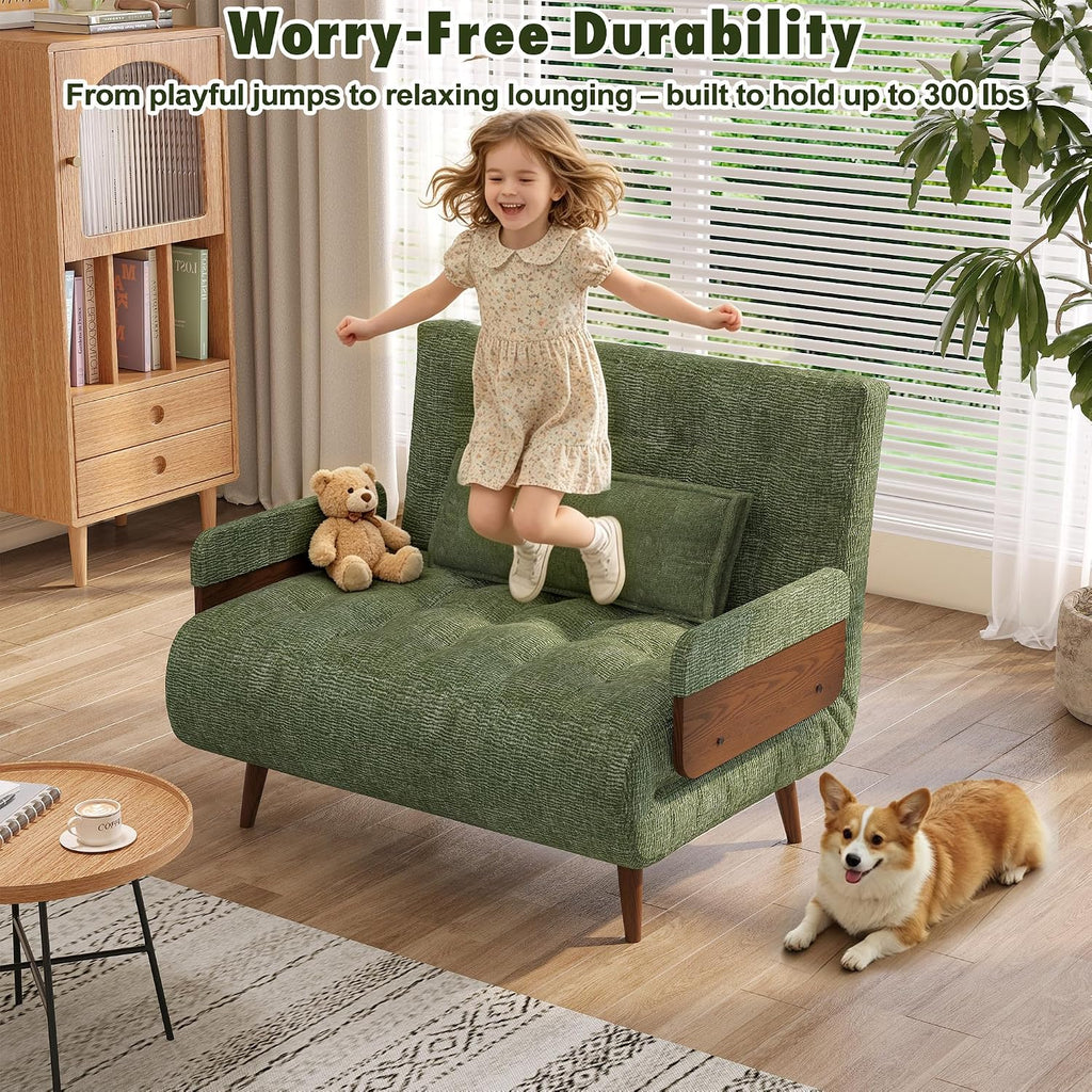JASIWAY 28" Mid-Century Convertible Sofa Chair Bed Sleeper for Adult, Futon
