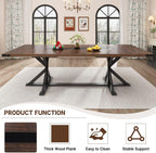Hlivelood Dining Table for 8 10 People,Rectangular Kitchen Farmhouse Table W/Waterproof Wood Tabletop,Long Dining Room Tables W/Wood Strip Base for Kitchen Living Room(94IN BR&BK)