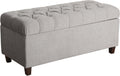 Homepop Home Decor | Tufted Ainsley Button Storage Ottoman Bench with Hinged Lid | Ottoman Bench with Storage for Living Room & Bedroom, Grey