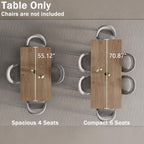 MECHYIN Extendable Dining Table for 4-8, 55-71 in, Storage Shelf, Natural | Flip Leaf Stores Under Top, No-Gap Metal Connectors, Chairs Tuck Under Pedestal Base, Oak Wood-Grain Top, Fits Apartments