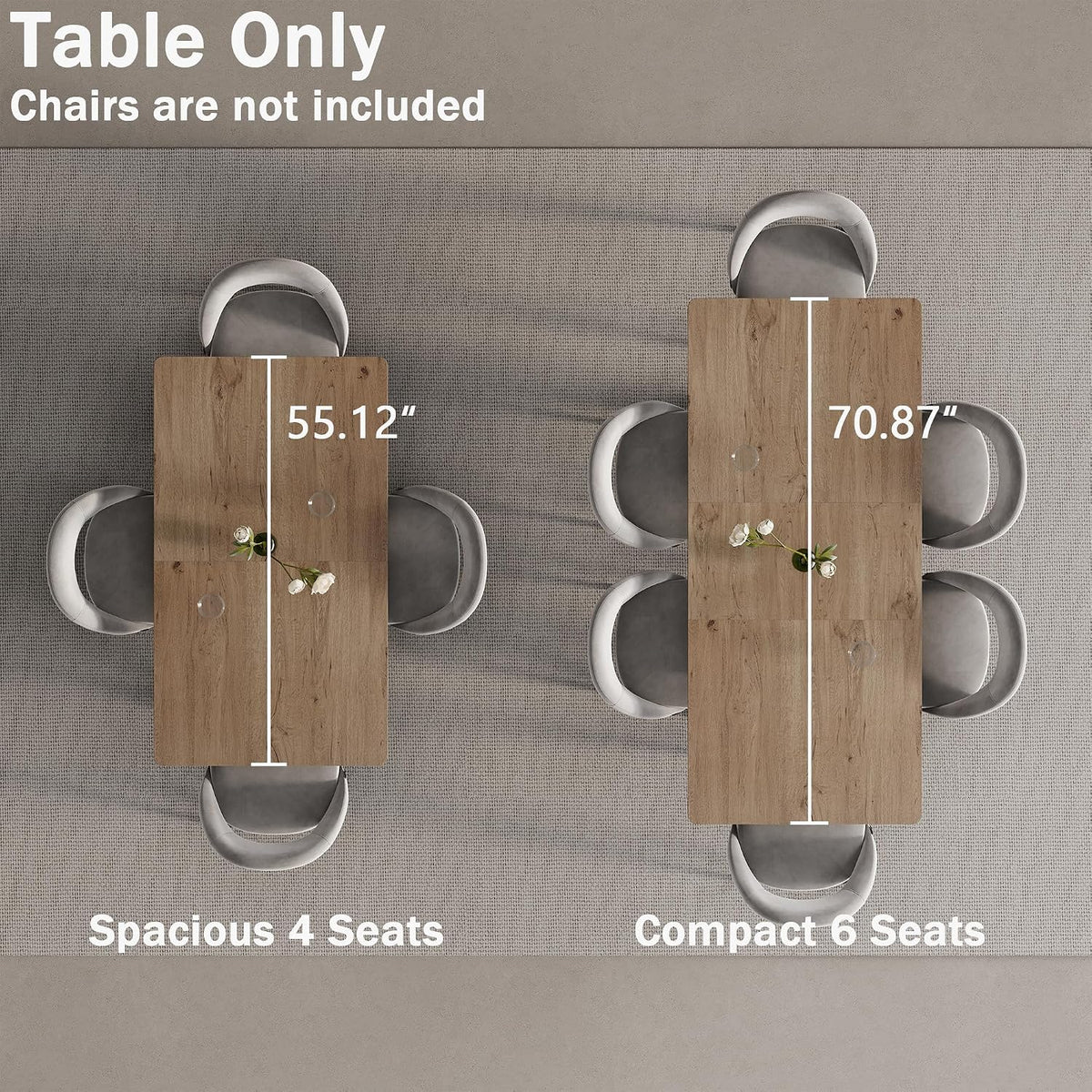 MECHYIN Extendable Dining Table for 4-8, 55-71 in, Storage Shelf, Natural | Flip Leaf Stores Under Top, No-Gap Metal Connectors, Chairs Tuck Under Pedestal Base, Oak Wood-Grain Top, Fits Apartments