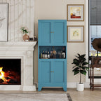 68.9'' Metal Pantry Cabinet, Kitchen Pantry Storage Cabinets with Doors and Microwave Shelf, Tall Freestanding Storage Cabinets with Anti-tip Design, for Dining Room Living Room Bathroom(Blue)