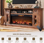 OKD 70" Farmhouse Fireplace TV Stand for TVs Up to 80", Reclaimed Barnwood | 42" Electric Fireplace, Color Changing Flame, 2 Open Cubbies, 2 Spacious Drawers, LED Glass Door Cabinets, Retro Handles