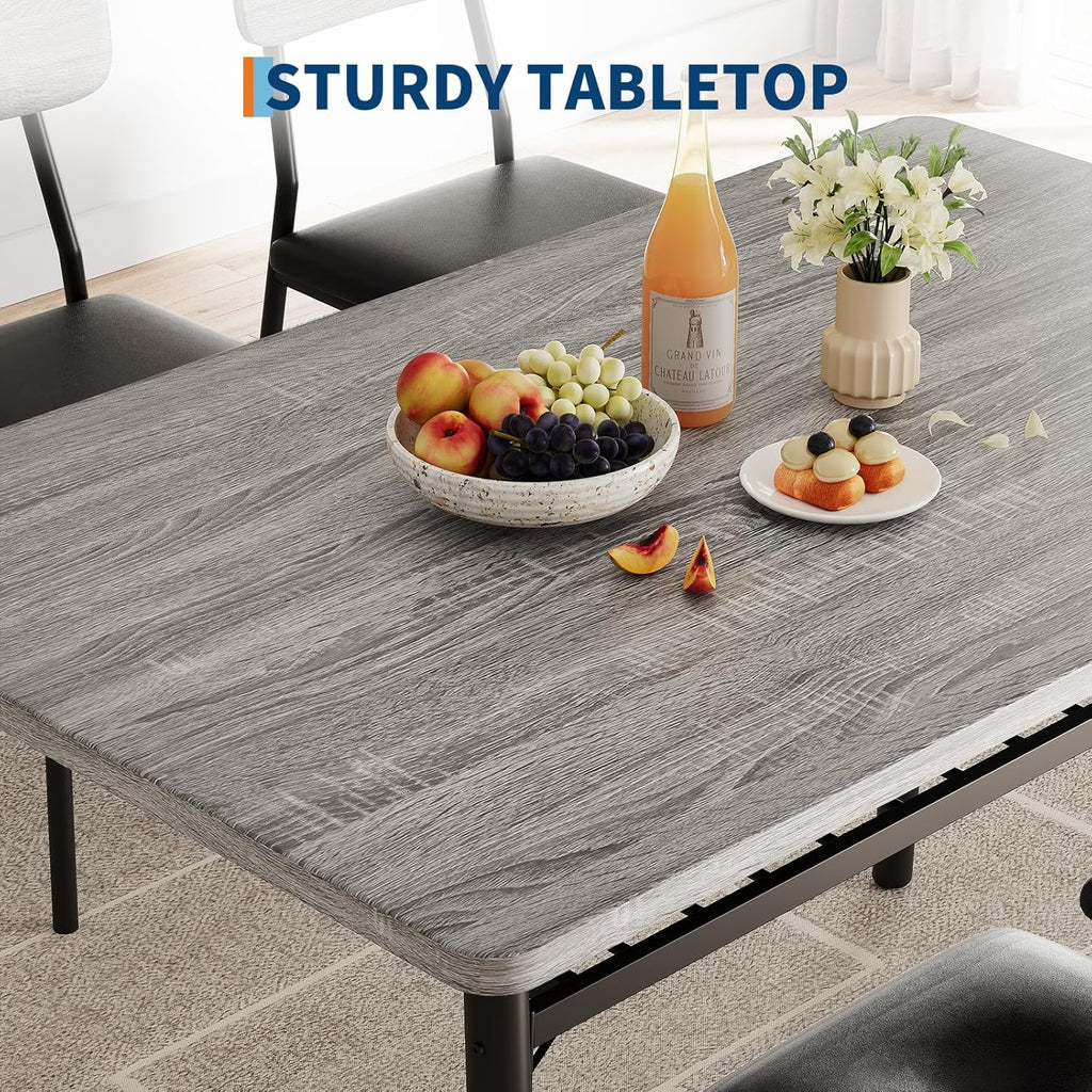 IDEALHOUSE Small Dining Table Set for 2, 3-Piece Dining Set with Storage Rack, Wood Kitchen Table with Upholstered Chairs, Square Table Set with Metal Legs Support, for Dining Room, Living Room, Grey