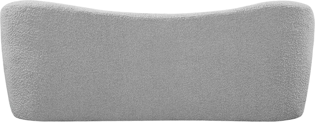 Meridian Furniture 119Grey Flair Collection Modern | Contemporary Boucle Fabric Upholstered Bench with Curved Back Design, Grey, 62" W x 23" D x 24" H