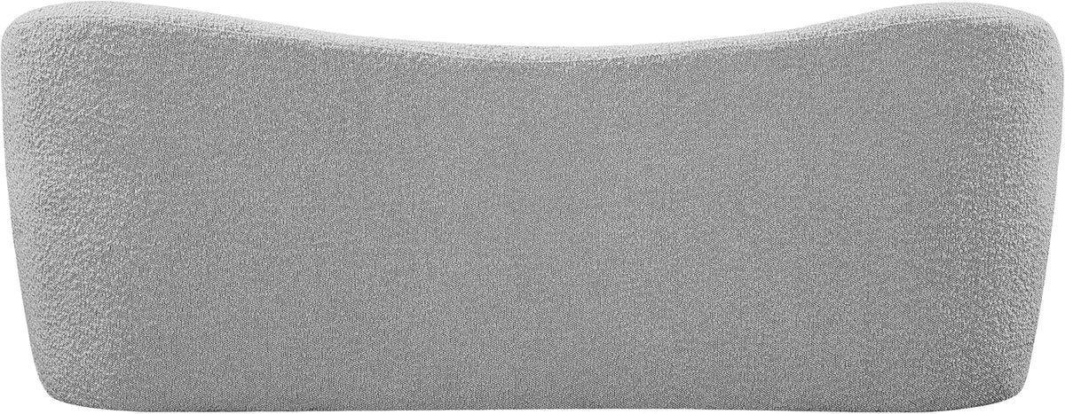 Meridian Furniture 119Grey Flair Collection Modern | Contemporary Boucle Fabric Upholstered Bench with Curved Back Design, Grey, 62" W x 23" D x 24" H
