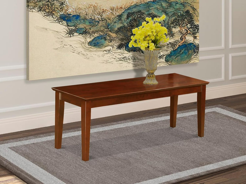 East West Furniture Capri 18" Traditional Wood Bench in Rich Mahogany