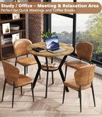 MECHYIN 31.5" Round Kitchen Table for 2-4, Small Round Dining Table with Storage, Rustic Wood Circle Table with Metal Legs, Compact Dining Room Table for Kitchen, Cafe, Apartment and Small Space