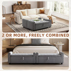 48" Ottoman with Storage, Tufted Storage Ottoman Bench, Convenient Living Room Fabrics Bench Seat, Entryway Shoe Benches with Inner Zipper & Arm, Rivetless Upholstered Window Seat Ottomans, Dark Grey