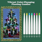 Color Changing Floating Candles with Magic Wand Remote, Holiday Decorations Magical Hanging Candles, 12Pcs Flameless Taper Candle with Multi-Color Battery Operated Window Candles for Party Theme Decor