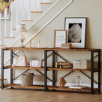 IRONCK Console Table, 3-Tier 70.8 in Entryway Table, Vintage Brown | Engineered wood shelves, 300 lb shelf. P2 MDF, X-bracing, adjustable feet. Anti-tip kit for entryways or living rooms.
