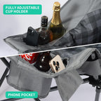Oversized Double Camping Chair Heavy Duty Padded Double Folding Chair with Cup Holders & Carry Bag Foldable 2 Person Camping Chairs Outdoor Portable Couch for Lawn, Sports - Supports 900LBS Grey