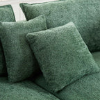 125” Curved Boucle Sofa,Modern 5-Seater L-Shape Sectional Couch with Chaise and Memory Foam,Modular Oversized Teddy Sofas for Living Room,Bedroom,Apartment (Right Facing,Green)