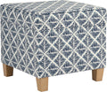HomePop 18" Classic Square Storage Ottoman - Blue Geometric Pattern