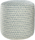 LR Home Interwoven Coastal Delight Indoor Outdoor Pouf, Blue/Green/White, 20" x 20" x 20"