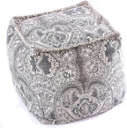 Mandala Life Art Pouf Ottoman - 20x20x20" - Foot Rest Stool - Gray Cube