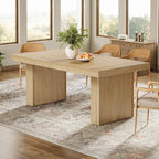 Tribesigns 63 Inches Farmhouse Dining Table for 6, Modern Kitchen Table with Fluted Line for Dining Room, Living Room, Natural