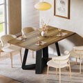 Tribesigns 47-Inch Dining Table for 4 People, Modern Kitchen Table with Wooden Legs, Dinner Table for Kitchen, Dining Room, Small Space, Black and Brown