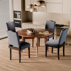 Upholstered Dining Chairs Set of 6 with Thickened Seat Cushion, Wooden Mid-Century Modern Fabric Farmhouse Kitchen Chairs for Dining Room Living/Restaurant/Reading Room