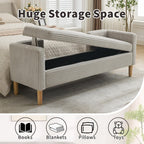Chifee & Vingol 65.35" W Ottoman with Storage Bench for Bedroom End of Bed with Removable Pillows Upholstered Storage Ottoman Bench for Bedroom Living Room Hallway,Light Gray