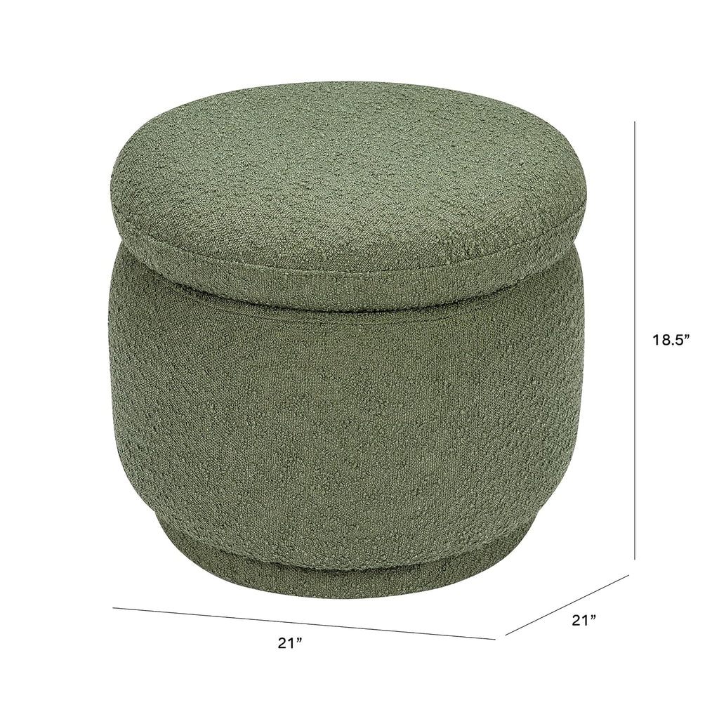 Enoki Storage Ottoman in Olive Boucle, Greenguard Gold Certified