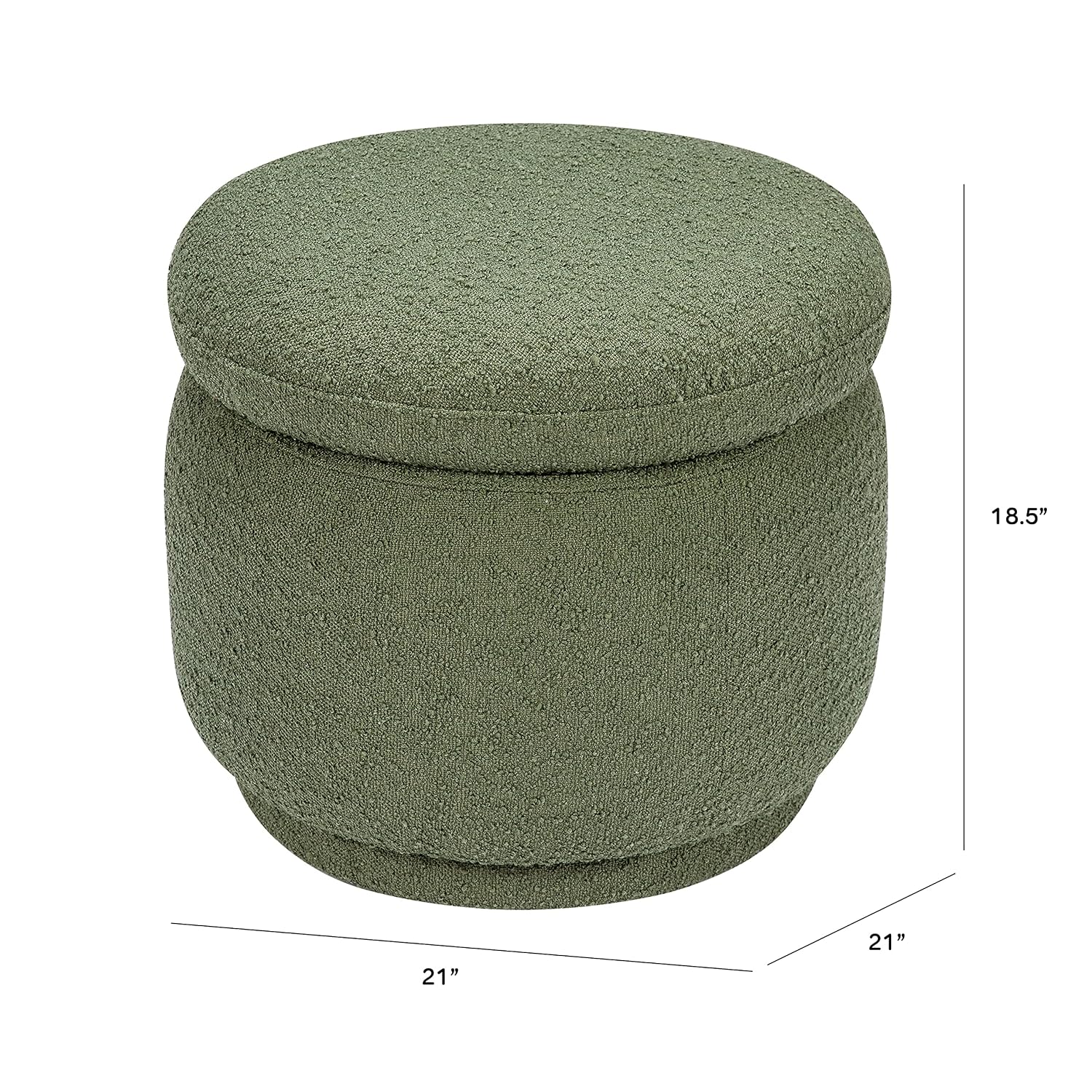 Enoki Storage Ottoman in Olive Boucle, Greenguard Gold Certified