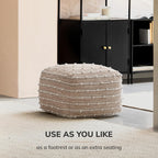 Anji Mountain 16" H x 22" W Handmade Pouf Ottoman for Living Room & Couch | Soft & Fluffy Ottoman Pouf, Lightweight, Decorative Floor Pouf Seating for Bedroom & Home Décor Accent, Penelope