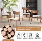 Modern Dining Chairs with Upholstered Cushion, Solid Rubber Wood Dining Chair with Comfortable Backrest, Sturdy Wooden Chairs for Kitchen, Dining Room (Walnut-Beige, 6 Sets)