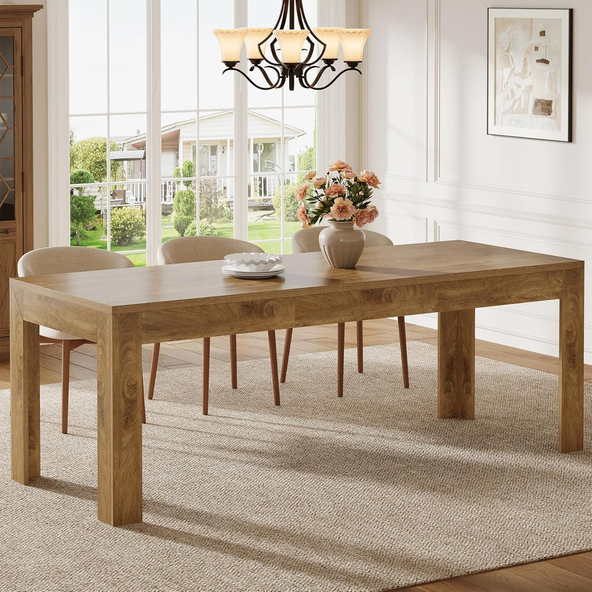 Tribesigns Dining Table for 6-8, 78.7-Inch Long Rectangle Kitchen Table, Modern Kitchen Dining Room Furniture, (78.74" L x 27.56" W), Brown