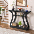 Wood Console Table, 3-Tier Accent Sofa Table (Black)
