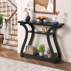 Wood Console Table, 3-Tier Accent Sofa Table (Black)