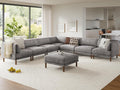 Cloud Sectional Couches for Living Room,Modular Sectional Sofa,Grey | Extra Deep 8 Seater,Mid Century Modern Oversized Couches With Ottoman,Solid Wood Leg,Large Sofa for Big Space,Office