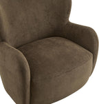 Christopher Knight Home Auden Wingback Accent Chair, Fabric Club Chair, Velvet Upholstered Armchair, Curved Backrest Single Sofa, Soft Cushion Seating, Reading Lounge Chair for Living Room, Brown