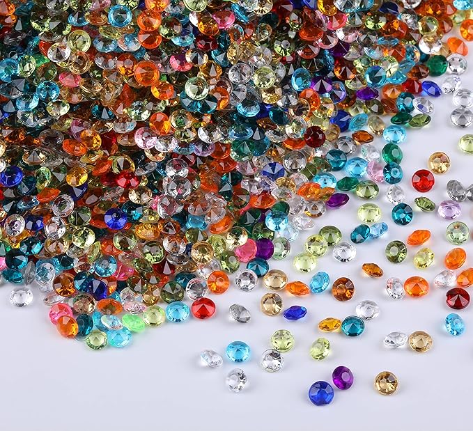 10000 pcs/Pack Wedding Table Scatter Confetti Crystals Acrylic Diamonds Vase Fillers 4.5 mm Rhinestones for Wedding, Bridal Shower, Vase Beads Decorations (Multi-Colored)
