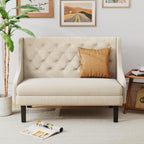 Andeworld Modern Tufted Button Back Upholstered Loveseat for Dining Room Hallway or Entryway Seating,Ivory
