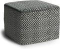 SIMPLIHOME Brody 18" Wide Square Pouf in Distressed Black Vegan Leather | Versatile boho indoor/outdoor footstool, extra seating for living room or bedroom or patio with assembled design, assembled.