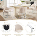 Linen Dining Chair Set of 4, Modern Upholstered Kitchen Chair with White Metal Legs, Kitchen & Dining Room Chairs for Restaurant/Bedroom/Living Room (Beige+White, Set of 4)