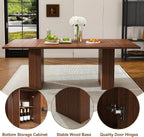 kevinplus78.74'' Rectangular Wood Dining Table with Hidden Storage Space for 4-6, Modern Midcentury Kitchen Dinner Table for Dining Room Living Room, Easy Assembly, Walnut