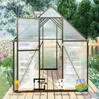 CQZY 6x6 FT Greenhouse for Outdoors, Polycarbonate Greenhouse with Quick Setup Structure and Roof Vent, Aluminum Large Walk-in Green House for Outside Garden Backyard, Dark Gray