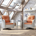 Outdoor 360 Degree Swivel Rocker Patio Chairs Sets of 2 and Matching Side Table - 3 Piece Patio Wicker Glider Chairs with Olefin Cushions(Light Grey/Orange)