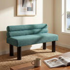 Christopher Knight Home Wally Fabric Upholstered Dining Bench, Long Dining Room Chair, Wooden Entryway Bench, Bedroom End of Bed Bench, Teal Green+Black