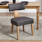 Upholstered Dining Chairs Set of 6, Mid-Century Modern Dining Chairs with Wood Legs, Linen Fabric Farmhouse Kitchen Chairs Armless, Comfy Side Chairs for Living Room/Kitchen, Grey