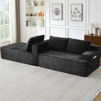 Eafurn 96" L Shaped Cloud Sectional Couch with Chaise, Deep Seat Modular Sectional Sofa Corduroy Memory Foam Sofa Couches for Living Room Bedroom, No Assembly Required, Black