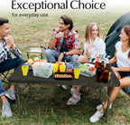 4 Feet Foldable Table Adjustable Height with Built in Handle, Steel Legs | 4FT Heavy Duty Portable | Perfect for Party Dining Wedding Events Picnic Indoor Outdoor Camping Utility Folding - 4 Foot