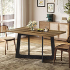 Tribesigns 47-Inch Dining Table for 2-4 People, Small Kitchen Table with Sturdy Pedestal Base, Farmhouse Wood Kitchen & Dining Room Furniture for Small Spaces, Rustic Brown and Black
